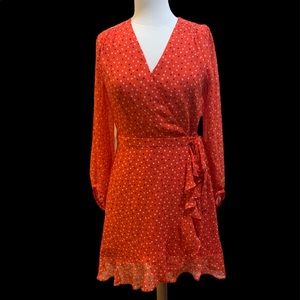 Banana Republic Ruffle Heart Print Wrap Dress